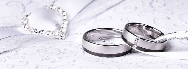 silver wedding rings background