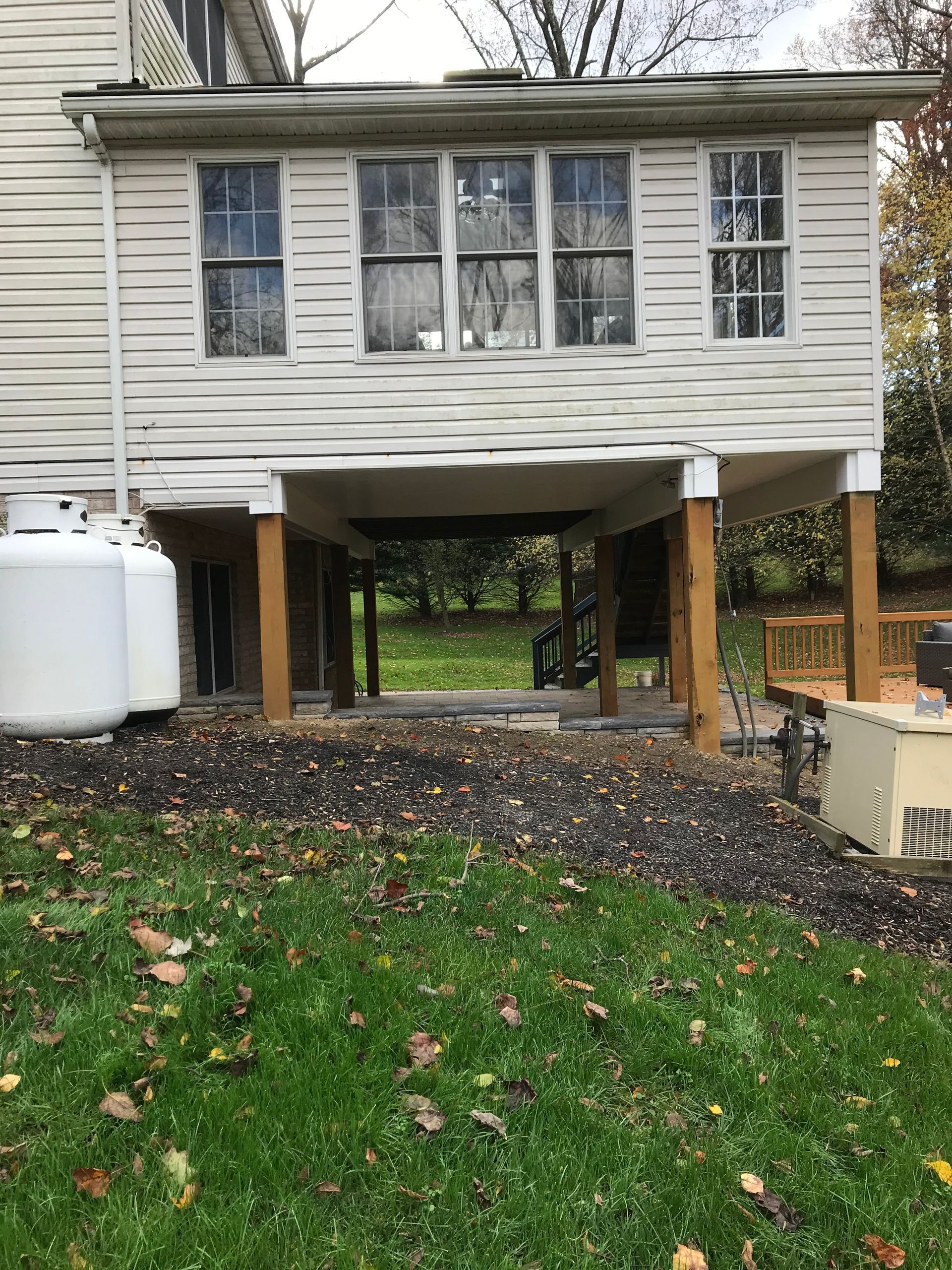 house with patio under