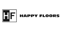 Happy Floors logo: Black and white. 