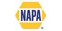 NAPA logo: blue letters inside a yellow hexagon with a white center