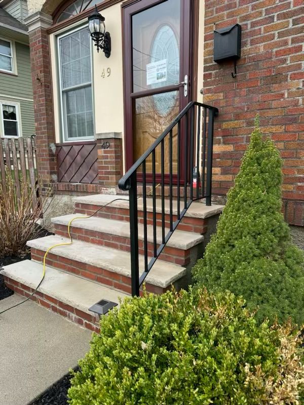 Exterior stair safety railing for mobility access