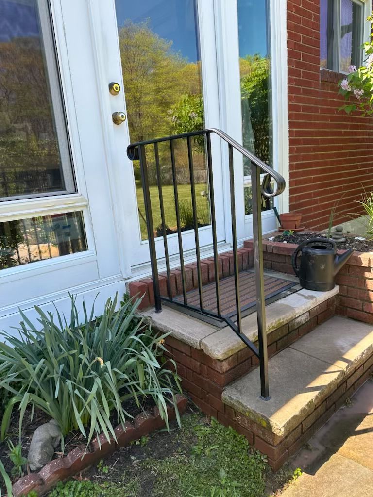 Exterior stair safety railing for mobility access