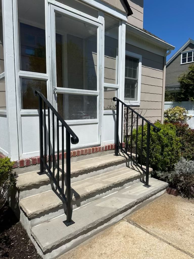 Exterior stair safety railing for mobility access