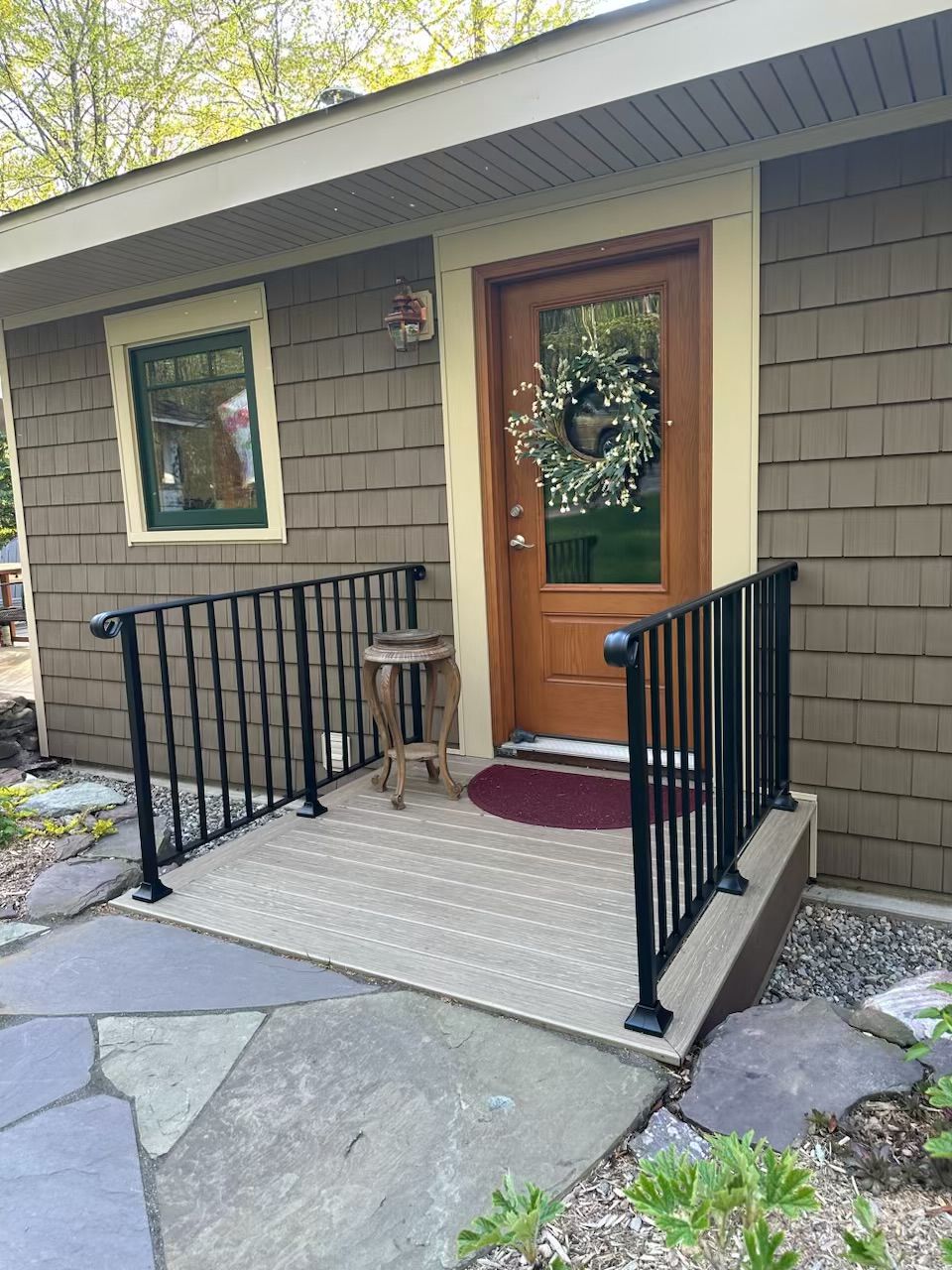 Front porch ADA accessibility handrail installation in New Jersey