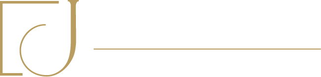 Logo with a stylized "LU" in gold. A horizontal gold line follows.