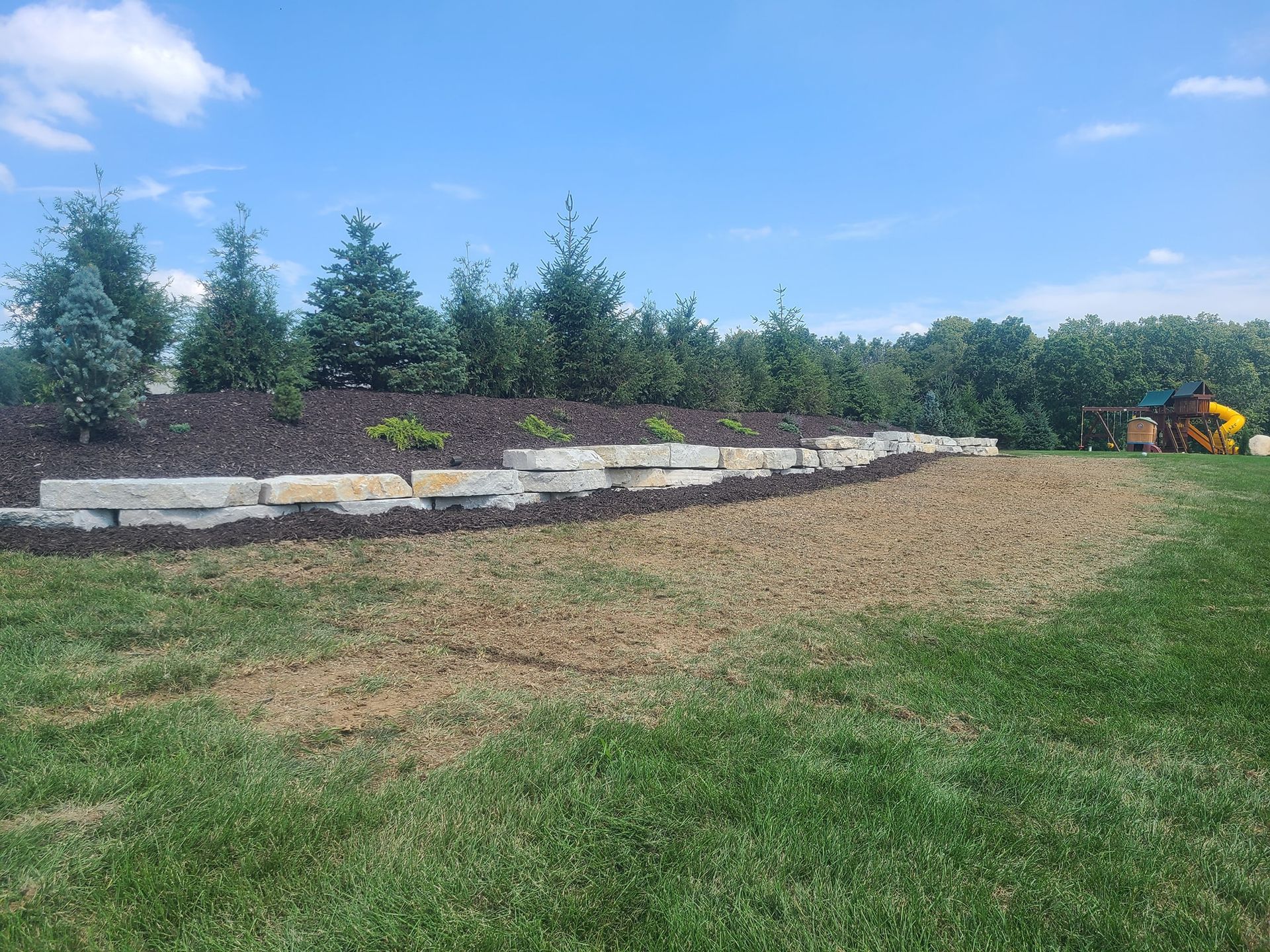 Another side of the completed retaining wall