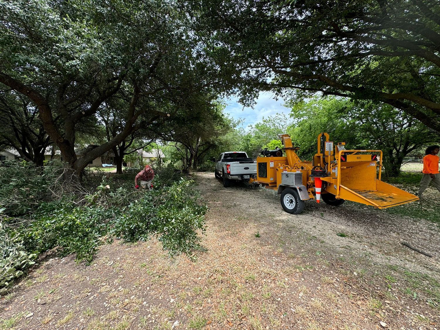 Workers clearing a lot