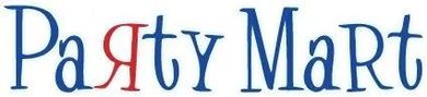 Party Mart logo in blue and red stylized lettering