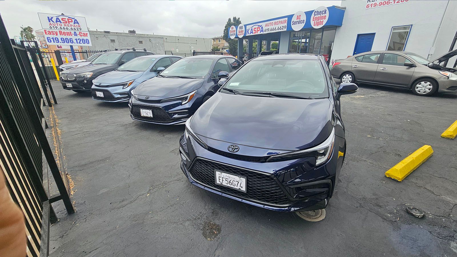 Cars parked in front of a building