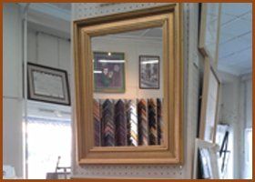 Mirror with golden frame