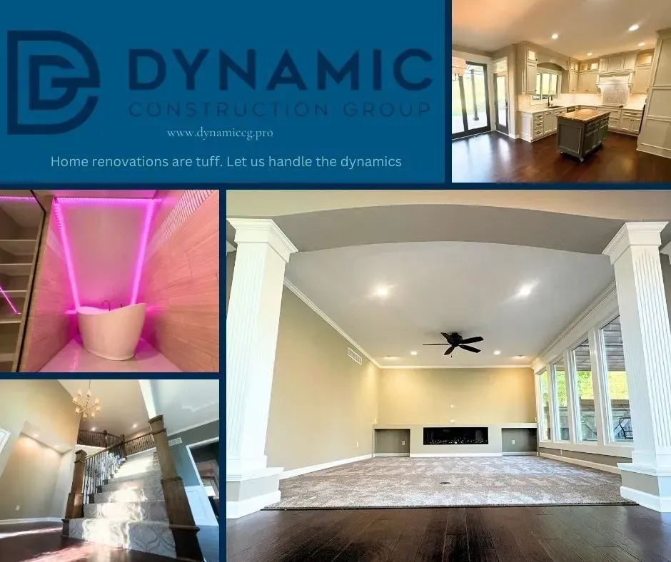 Dynamic Construction Group advertisement; home renovation photos.