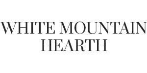 A white mountain hearth logo on a white background.