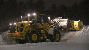 Snow plowing truck