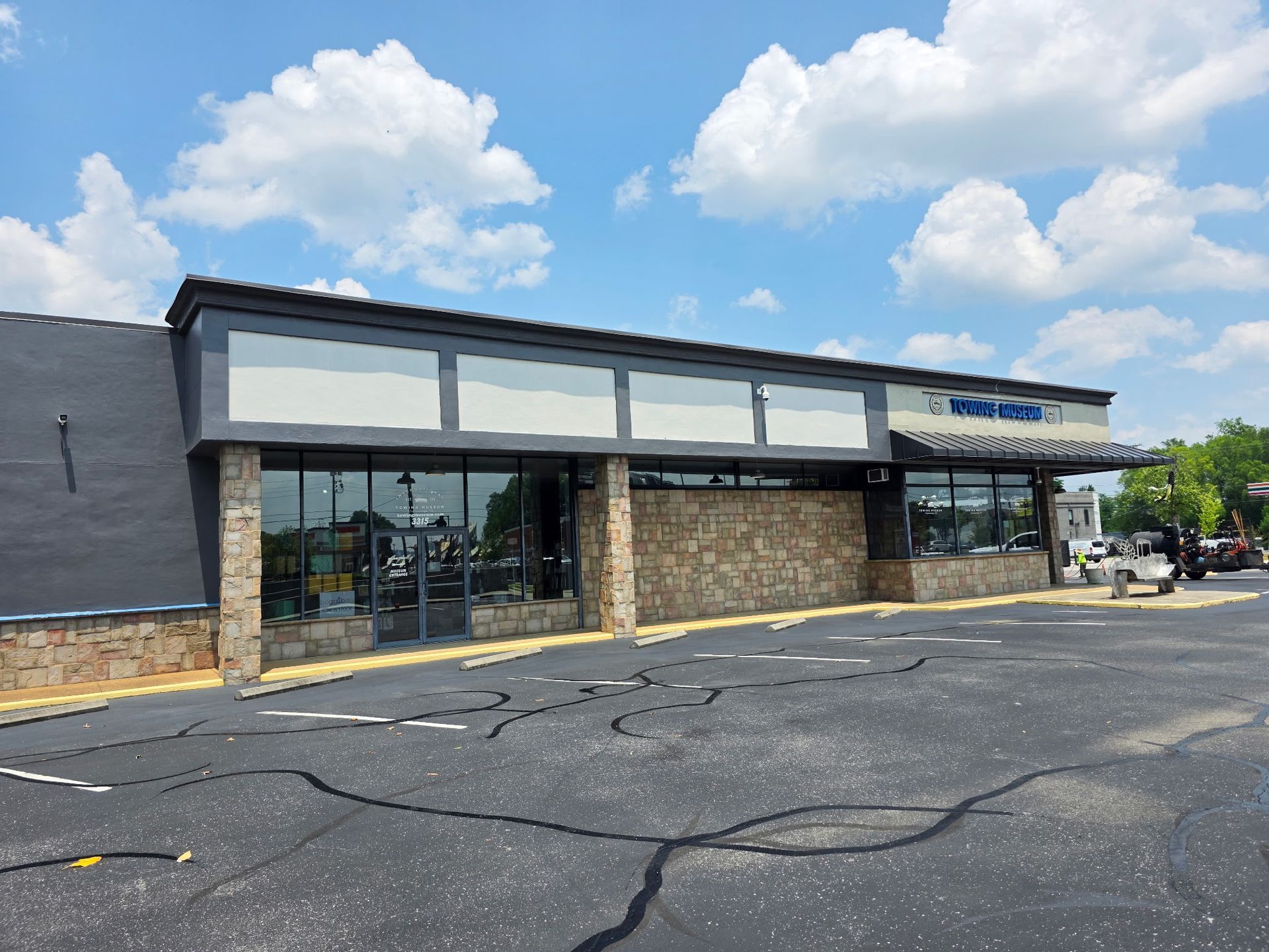 Exterior of a building with glass windows