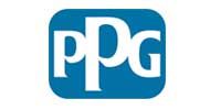 The ppg logo is a blue square with white letters on a white background.