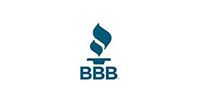 BBB logo in teal and white with a stylized flame above the letters
