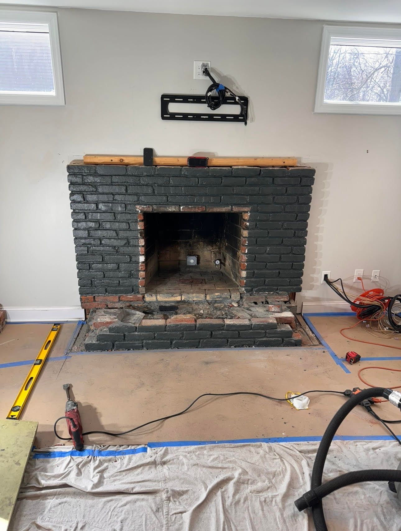 brick fireplace - before