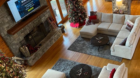 Living area with Christmas decor