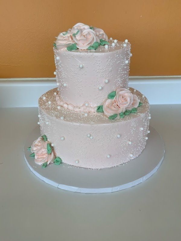 Blush pink  2 tiers wedding cake