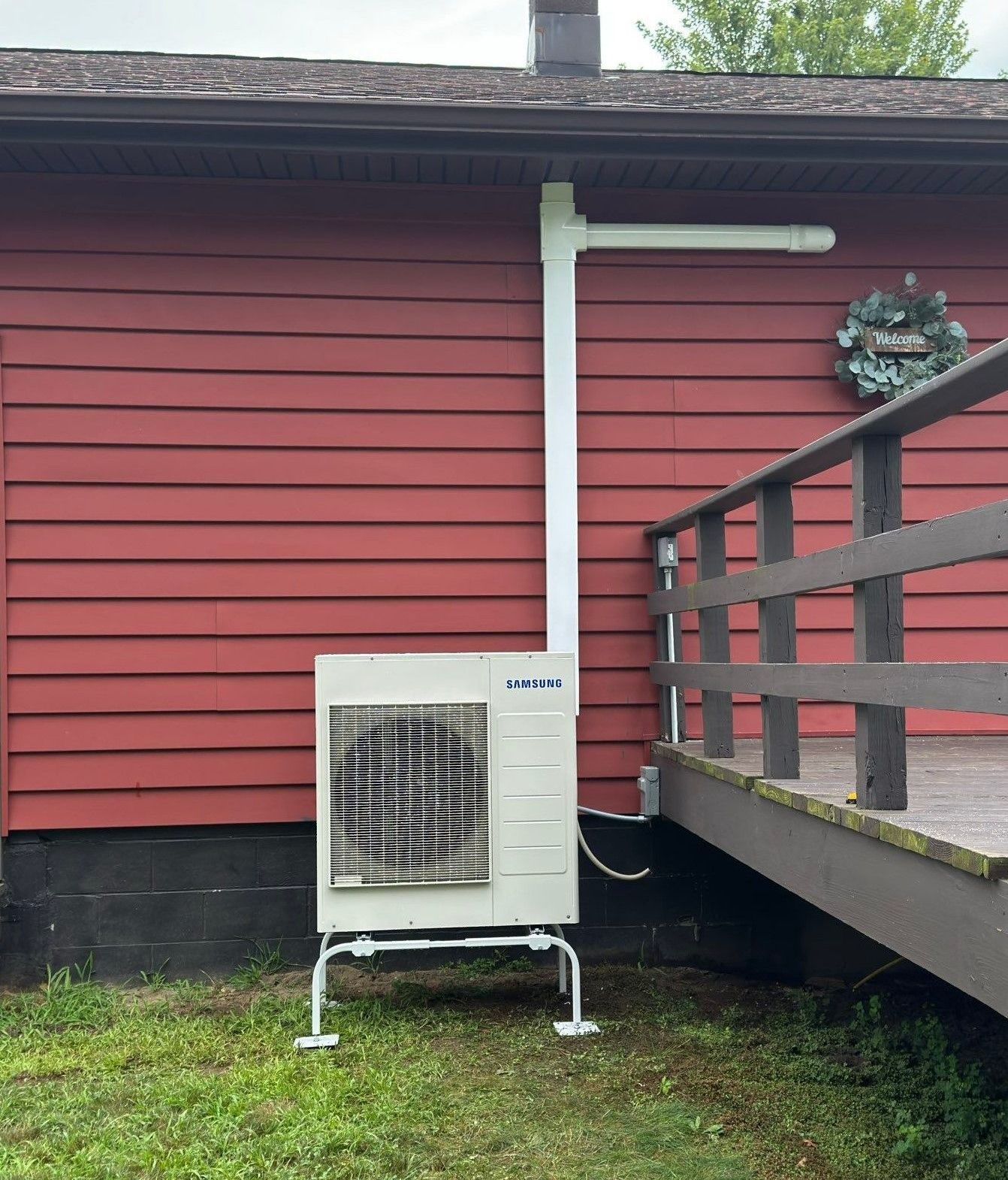 A mini split air conditioner outdoor unit.