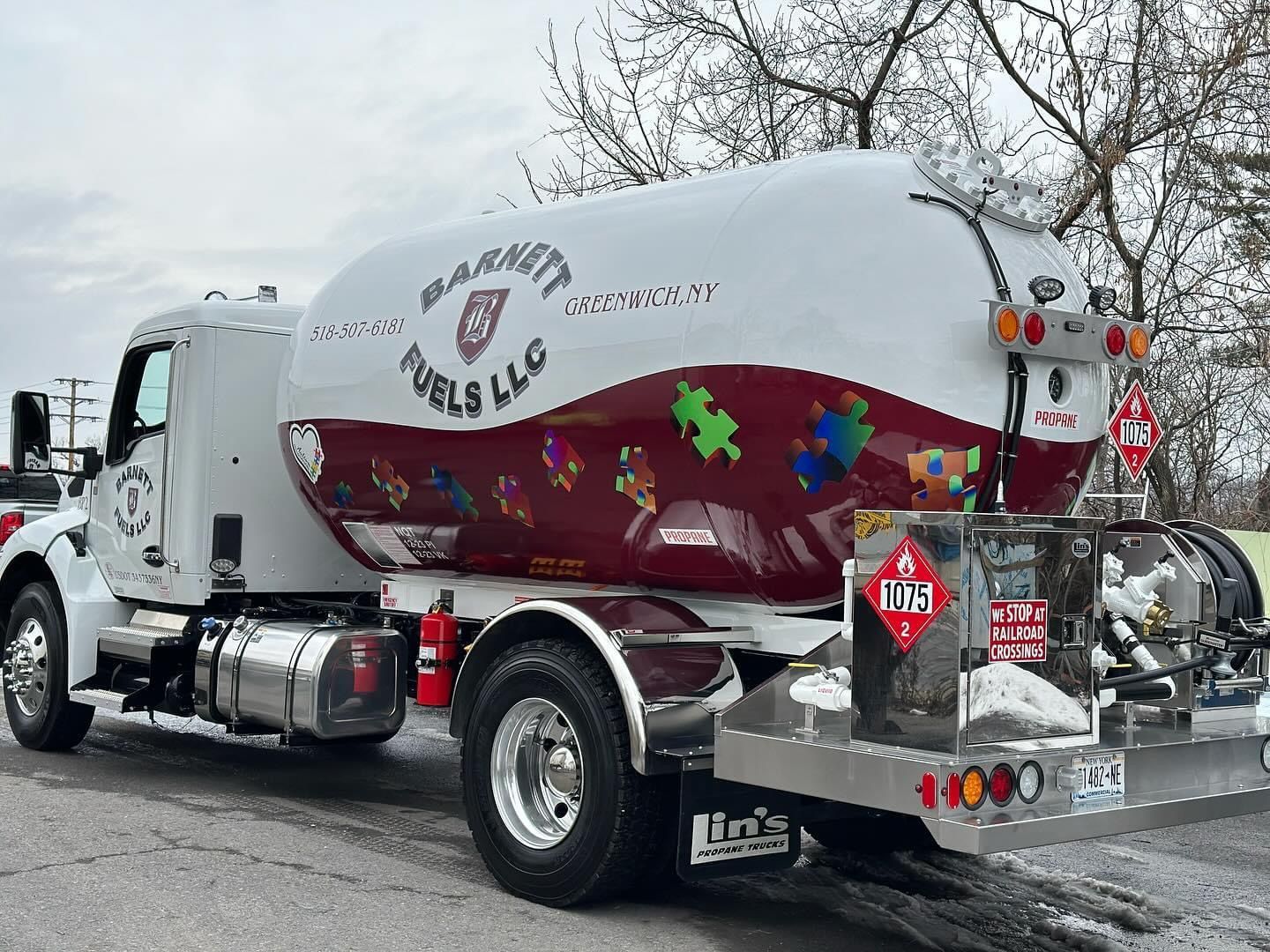 A tanker truck is parked on the side of the road.