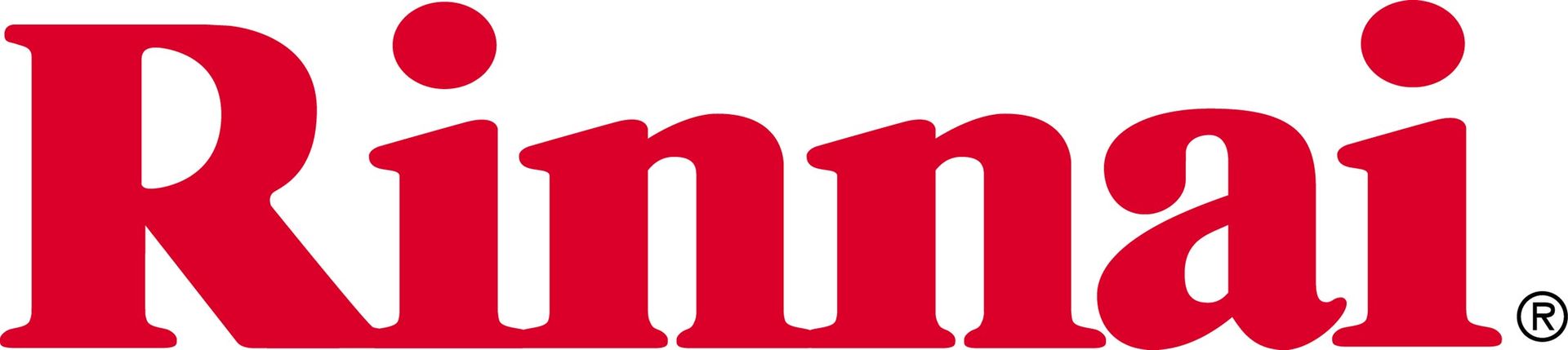 A red logo for a company called rinnai