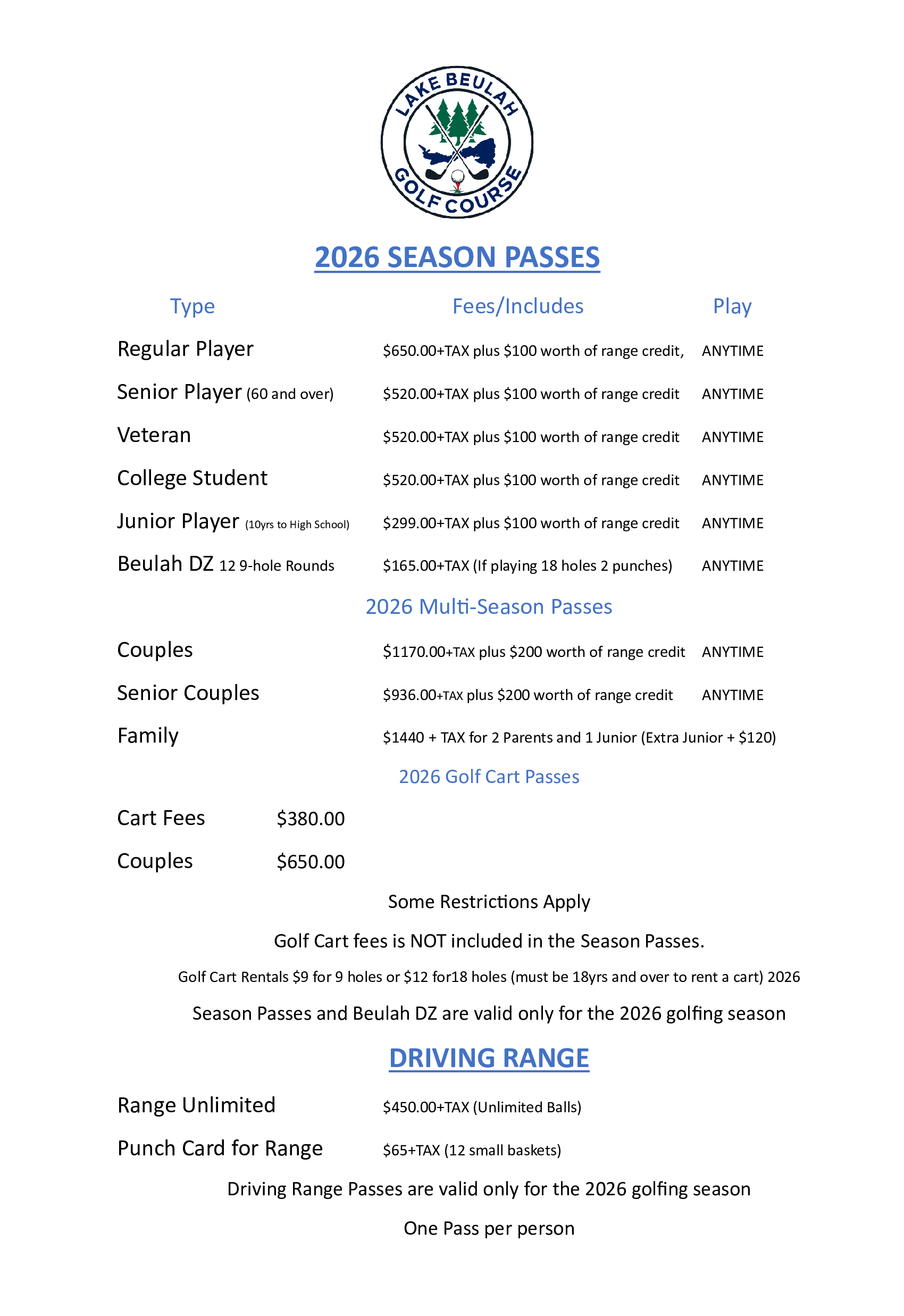 2026 Season Passes