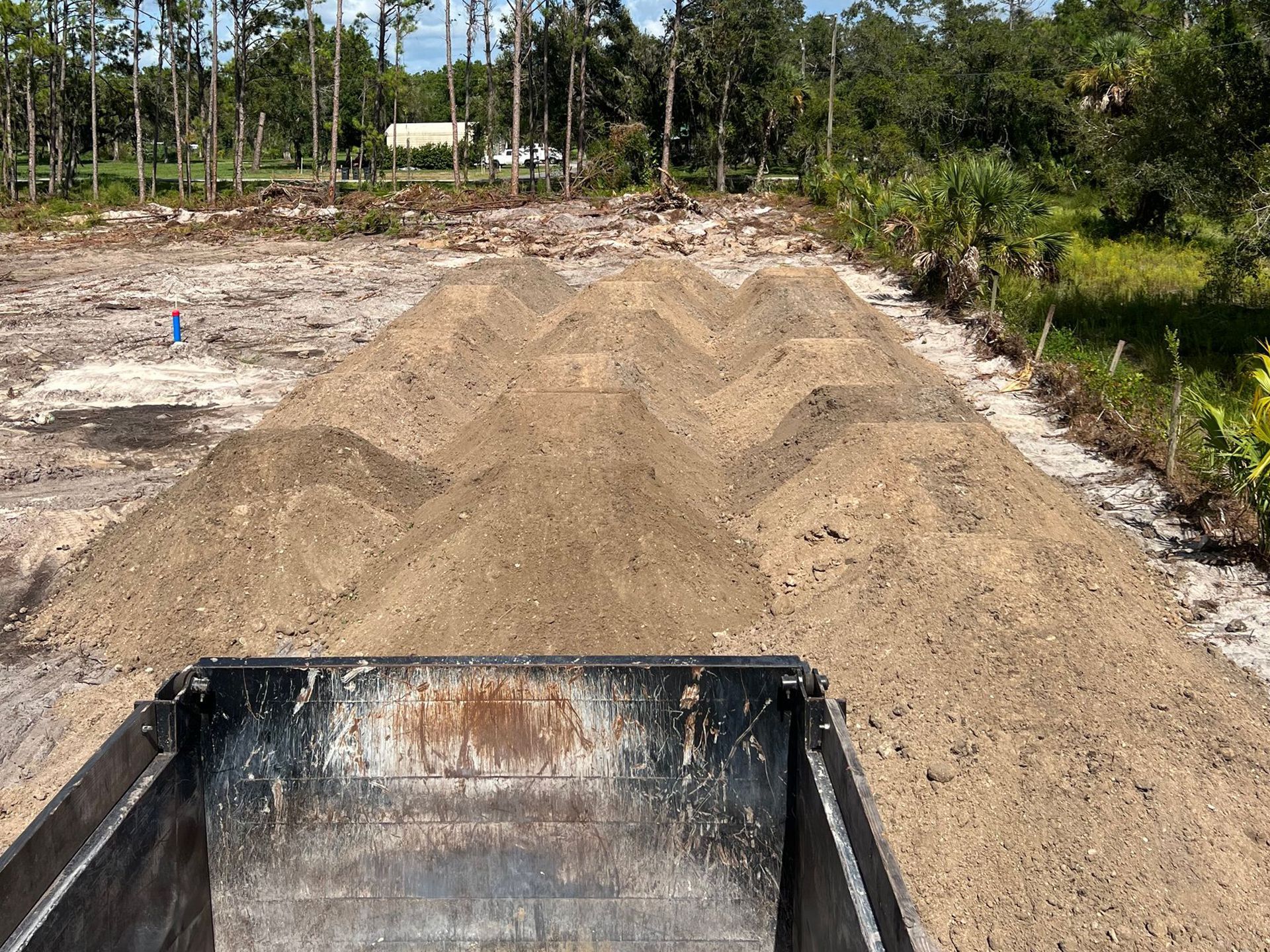 A pile of dirt is sitting in the back of a truck.