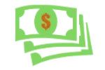 Green cash bills with a dollar sign icon
