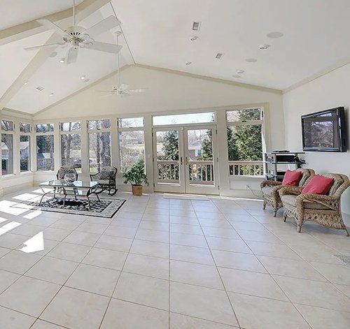 Tiled sunroom