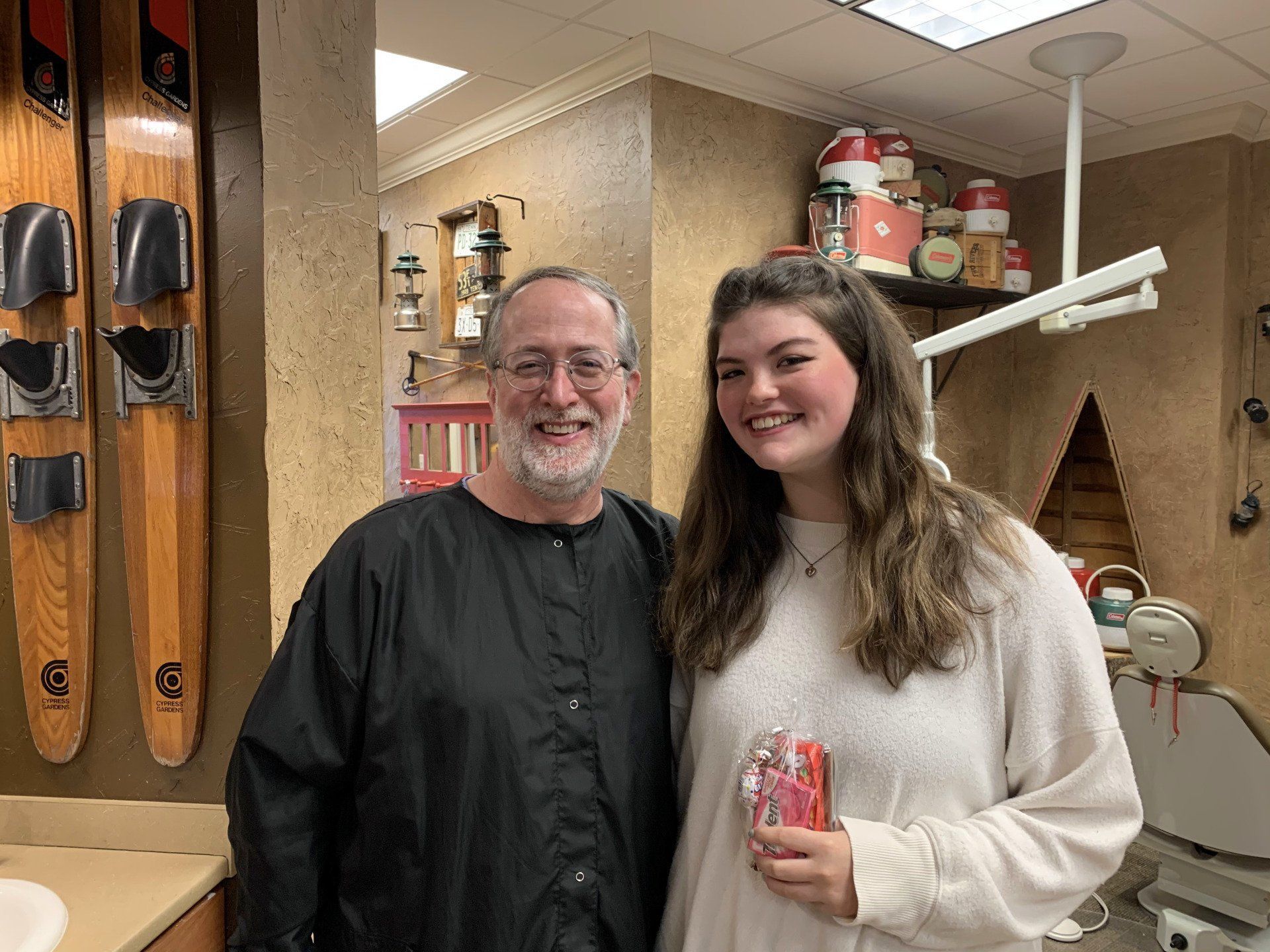 Dr. Coleman and patient after braces
