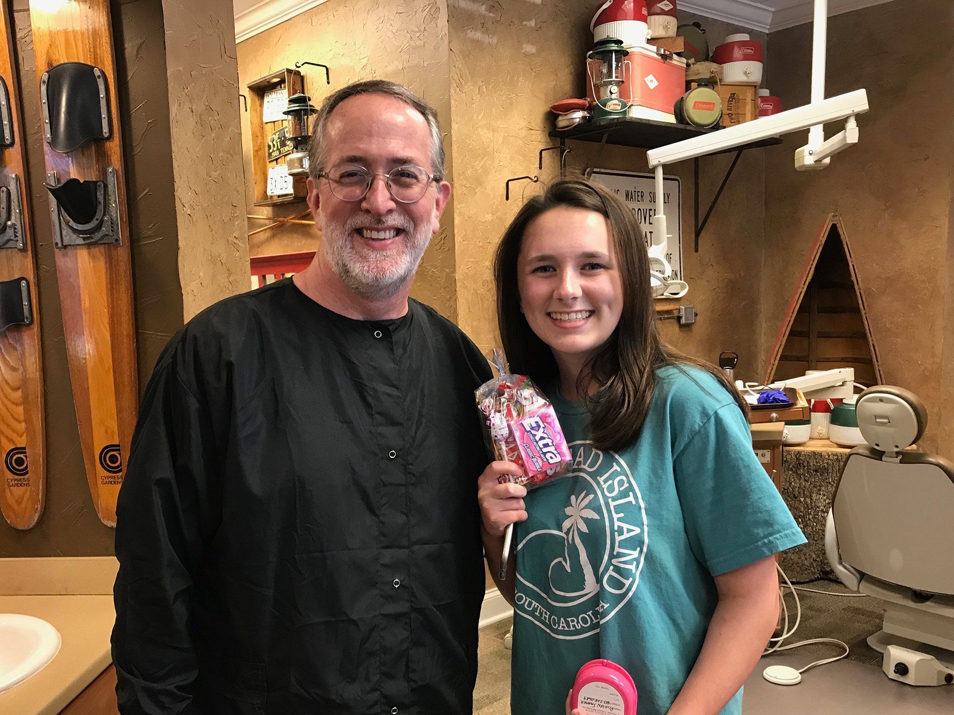 Dr. Coleman and patient after braces