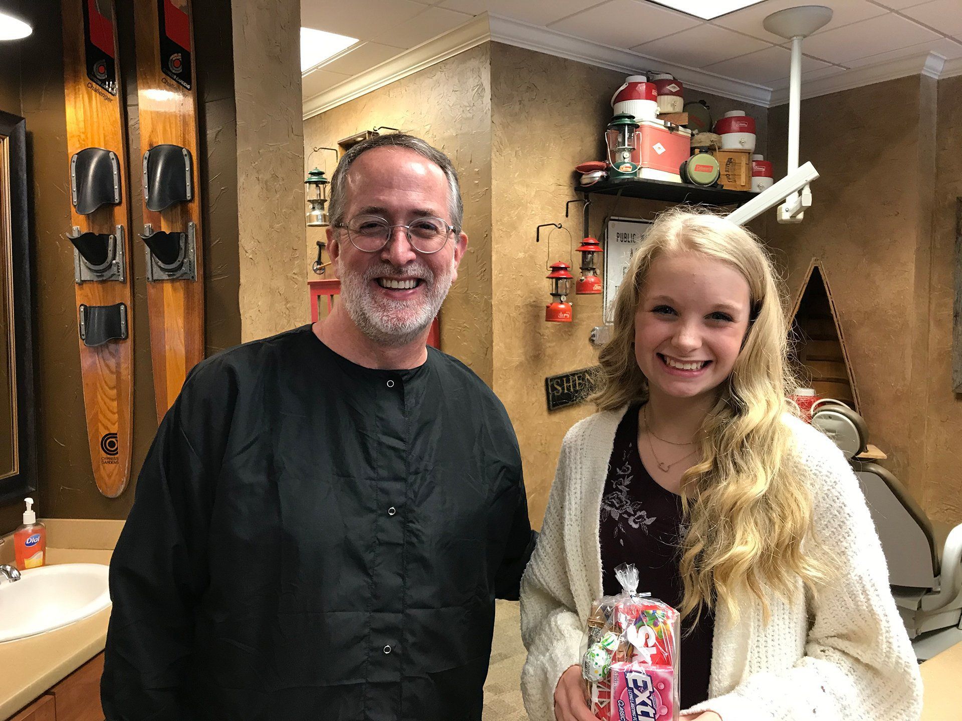 Dr. Coleman and patient after braces