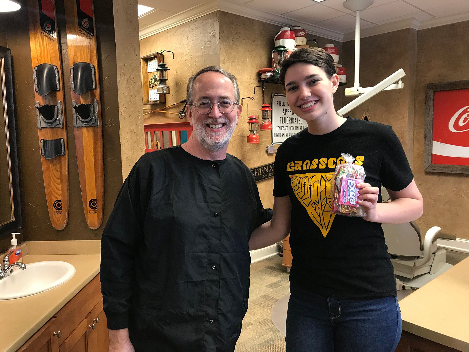 Dr. Coleman and patient after braces