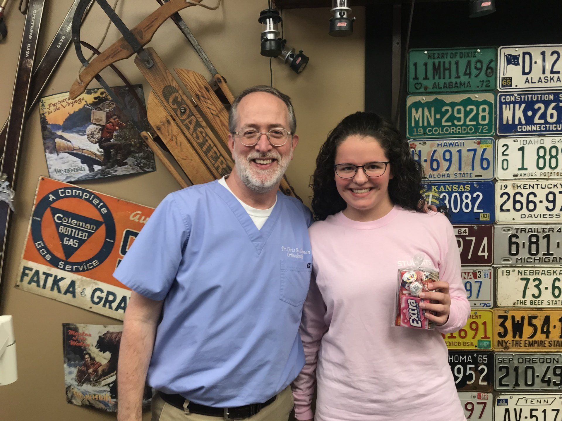 Dr. Coleman and patient after braces
