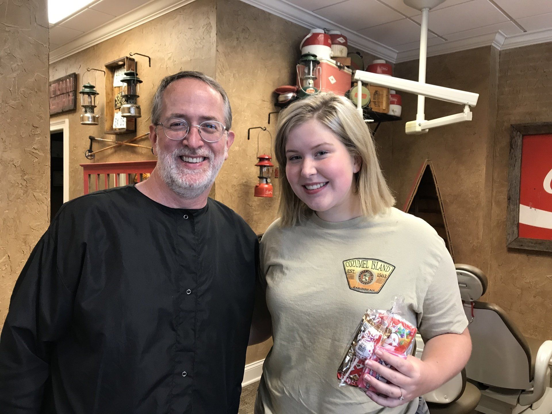 Dr. Coleman and patient after braces