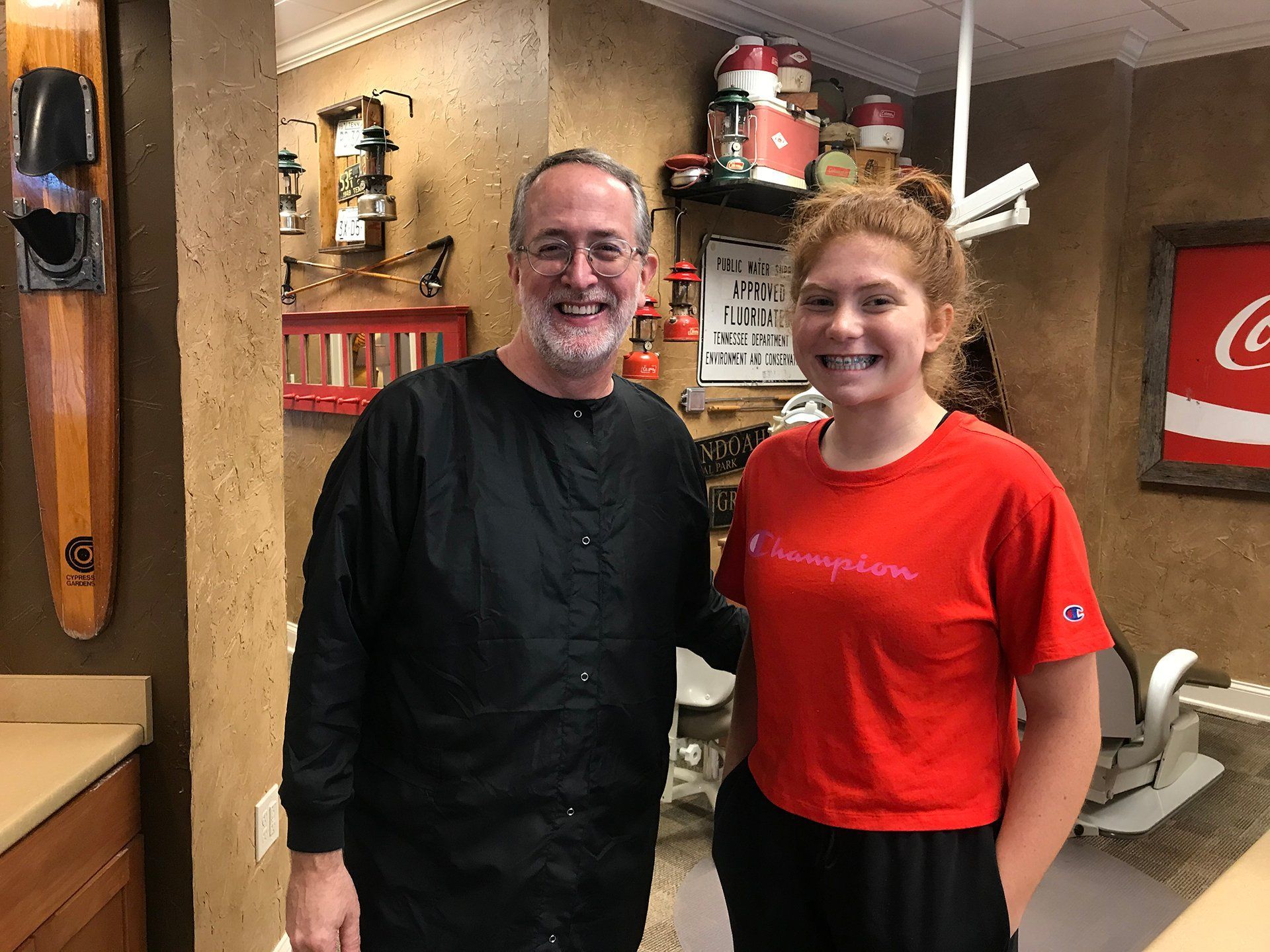 Dr. Coleman and patient before braces