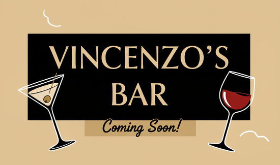 Vincenzo's Bar sign with martini & wine glass,