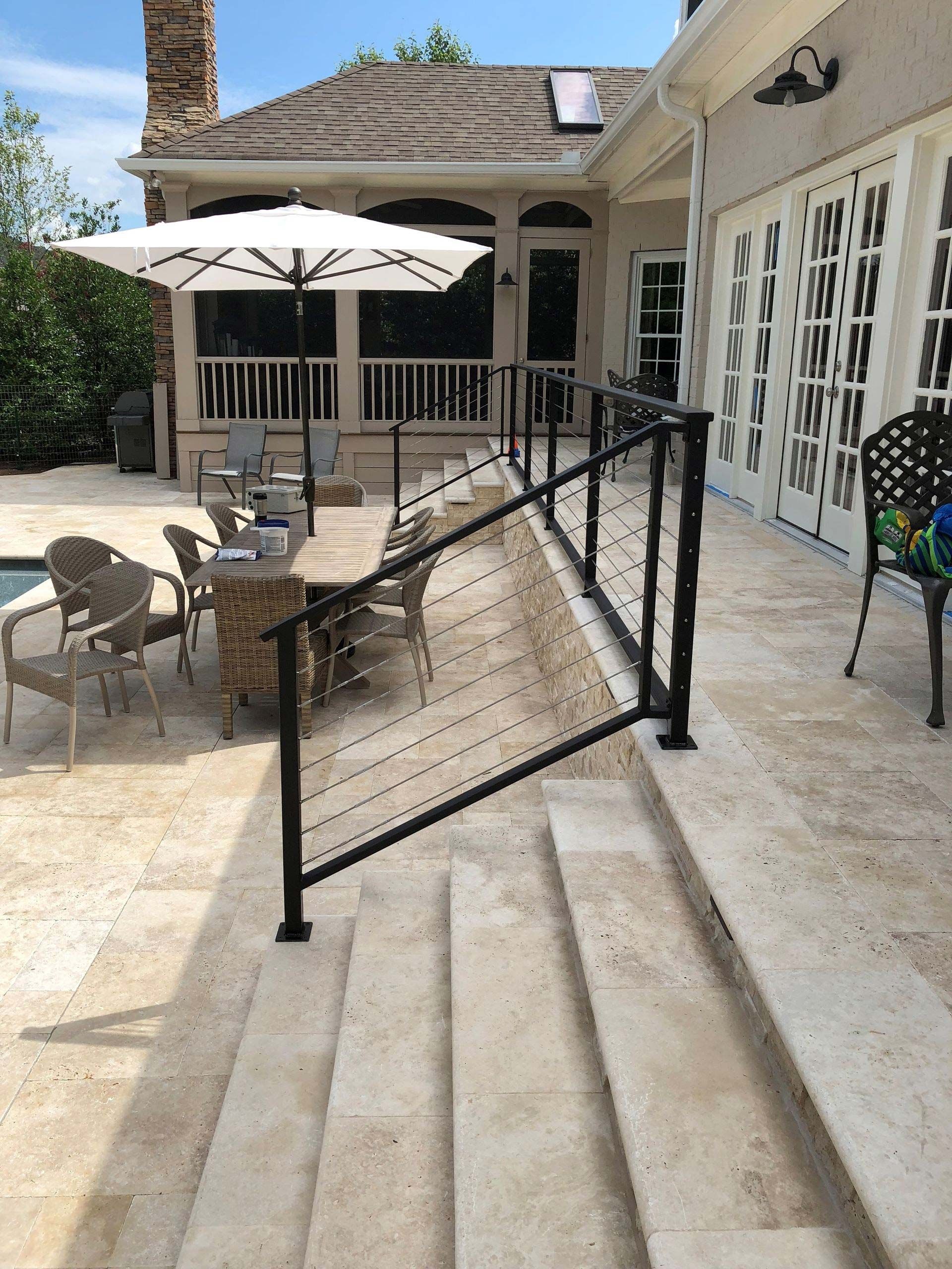 Side view of handrails