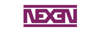 The nexen logo is purple and white on a white background.