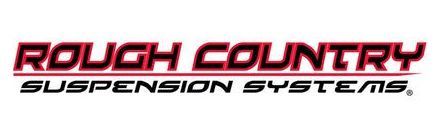 The logo for rough country suspension systems is red and black.