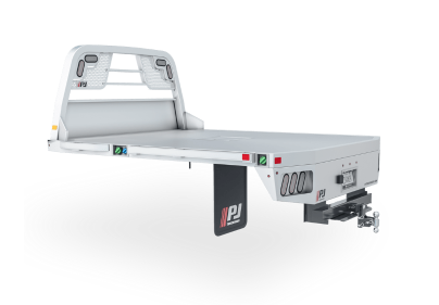 A white truck bed with a tow hook attached to it on a white background.