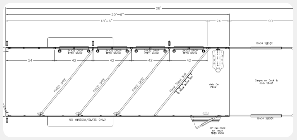 A black and white drawing of a building with measurements