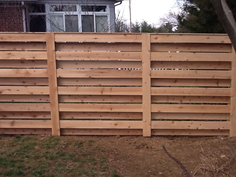 A wooden fence with a house in the background.