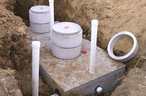 A septic system in the process of being installed