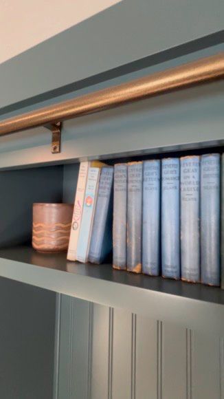 A shelf with a bunch of books on it