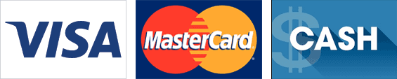 Visa, MasterCard and Cash logos