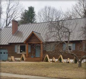 Metal roofing with brown paint