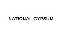 A black and white logo for national gypsum on a white background.