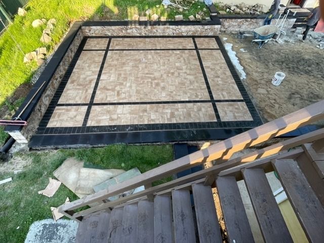 A staircase leading up to a building under construction
